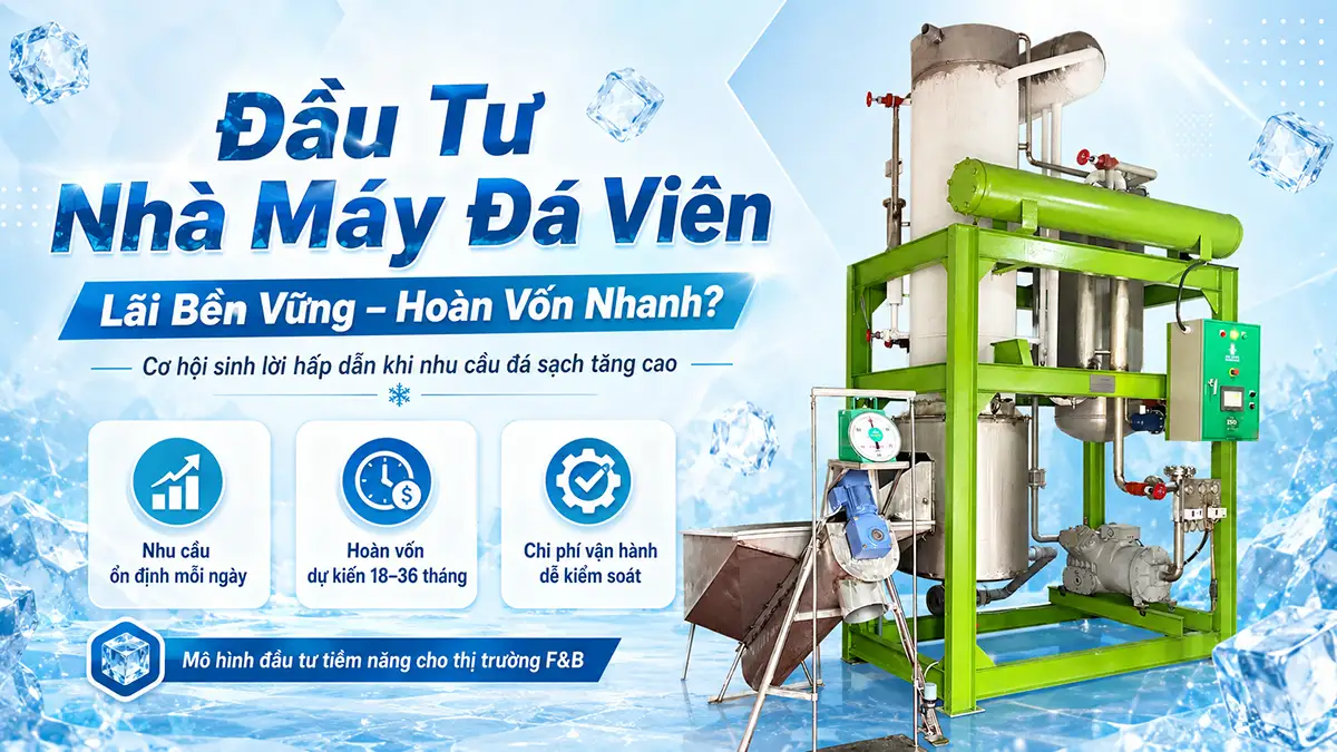 Hiệu quả kinh tế khi đầu tư nhà máy đá viên trong bối cảnh nhu cầu đá sạch tăng cao