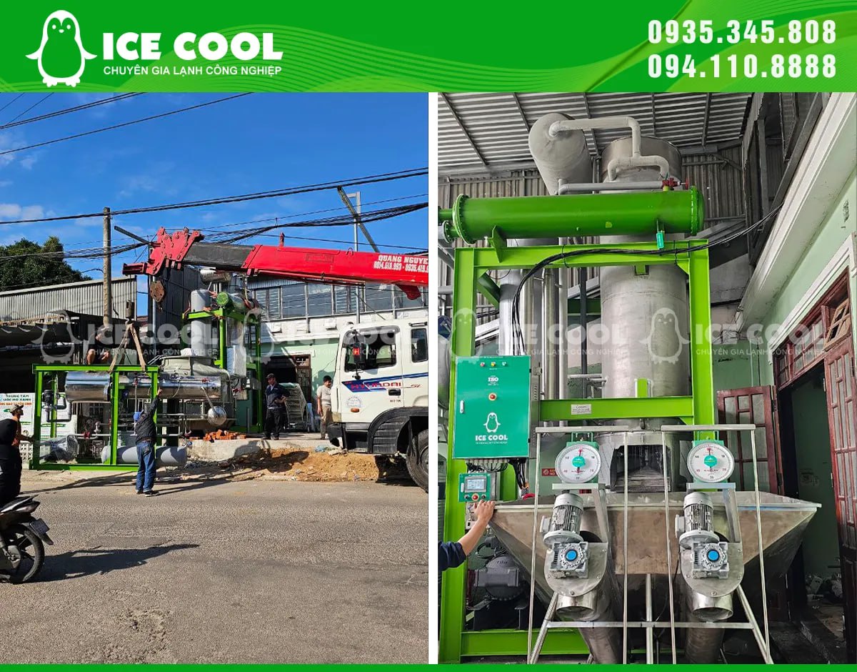 Quá trình cẩu máy và lắp đặt máy được thực hiện cẩn thận và chỉn chu