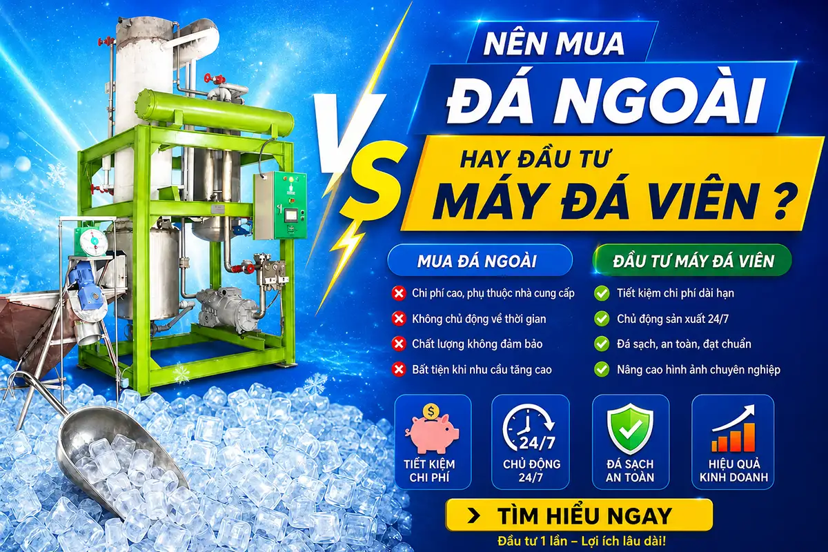 Nên mua đá ngoài hay đầu tư máy đá viên? So sánh để tránh quyết định sai