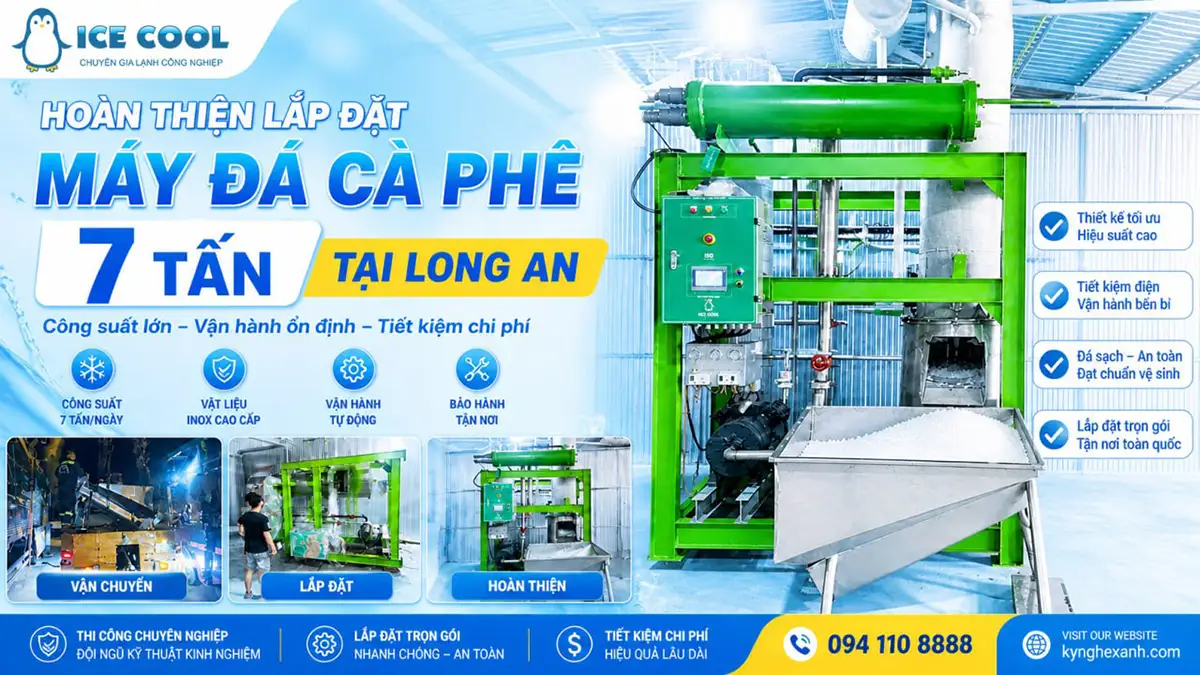 Lắp đặt máy đá viên công suất 7 tấn tại Long An