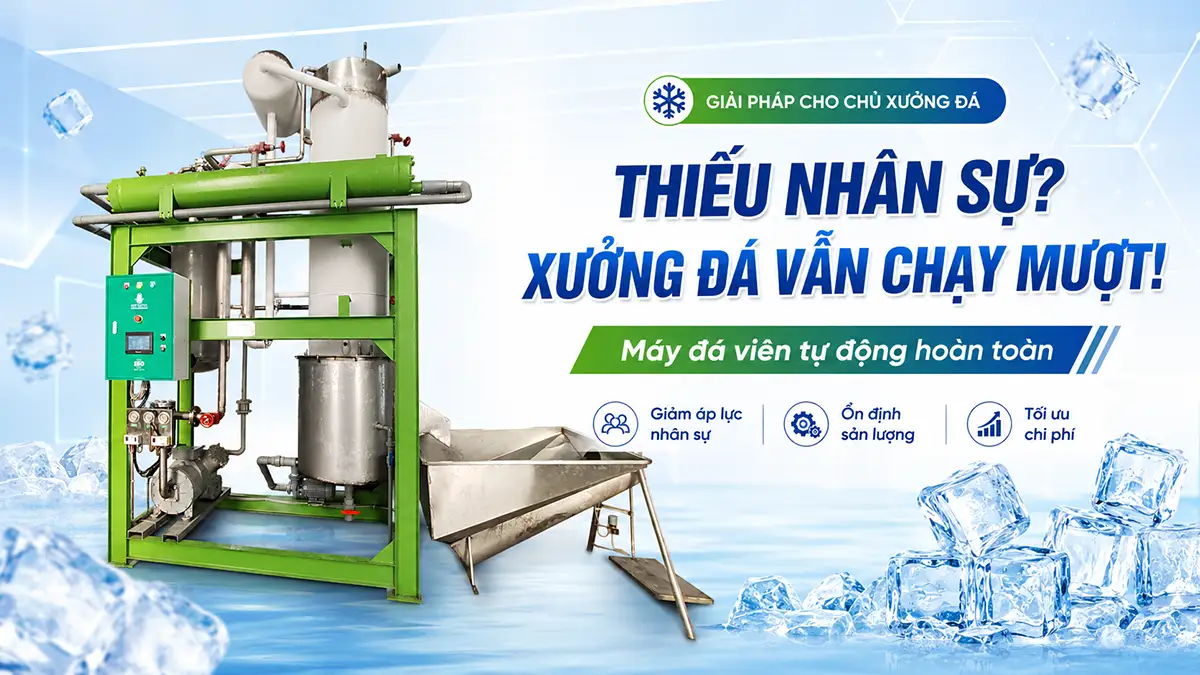 Máy đá viên tự động hoàn toàn: Giảm áp lực nhân sự cho chủ xưởng