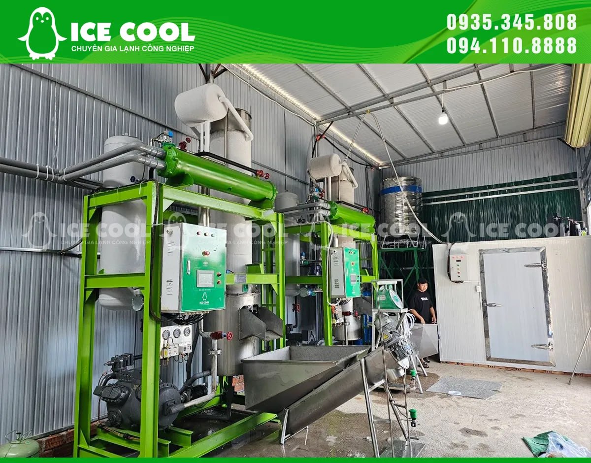 Lắp đặt hệ thống 2 máy đá viên tại Lâm Đồng – ICE COOL đồng hành cùng khách hàng mở rộng sản xuất đá sạch