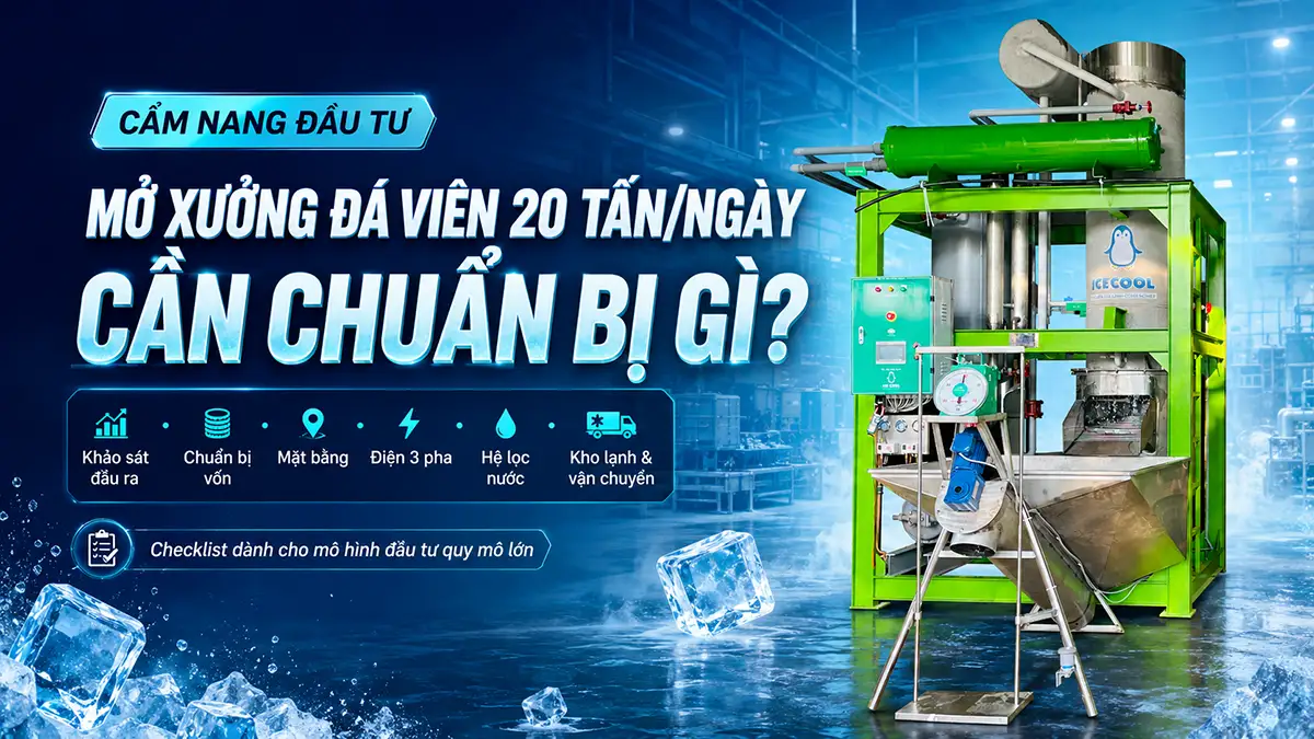 Đầu tư quy mô lớn máy đá viên 20 tấn/ngày cần chuẩn bị những gì?