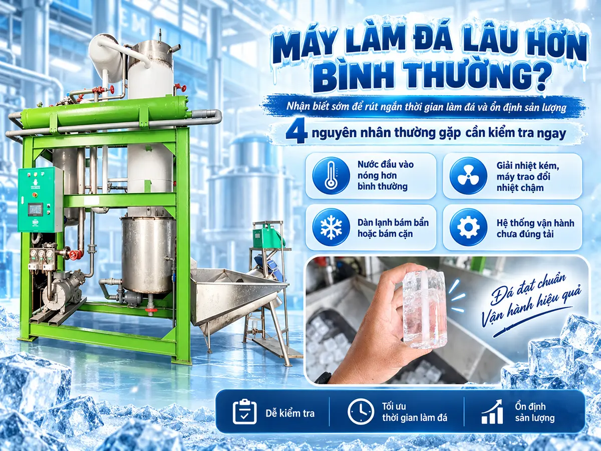 Vì sao máy làm đá lâu hơn bình thường? Tách thời gian chờ, đông và ra đá để tìm nguyên nhân, so sánh đúng điều kiện và tránh chỉnh máy theo cảm tính.